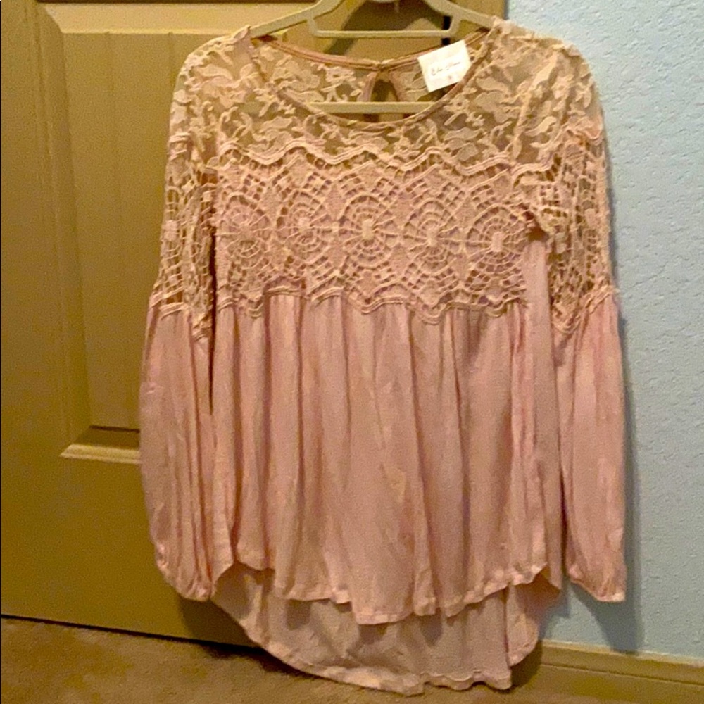 Pink lace tunic blouse